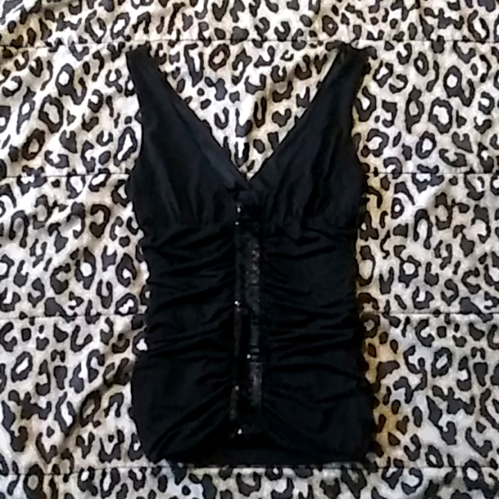 Frederick's of Hollywood sequin polyester tank top